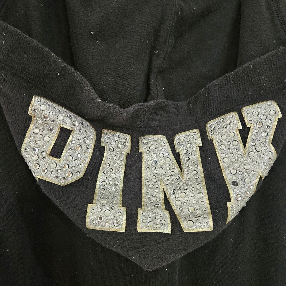 victoria's secret pink black bling hoodie - Picture 3 of 8